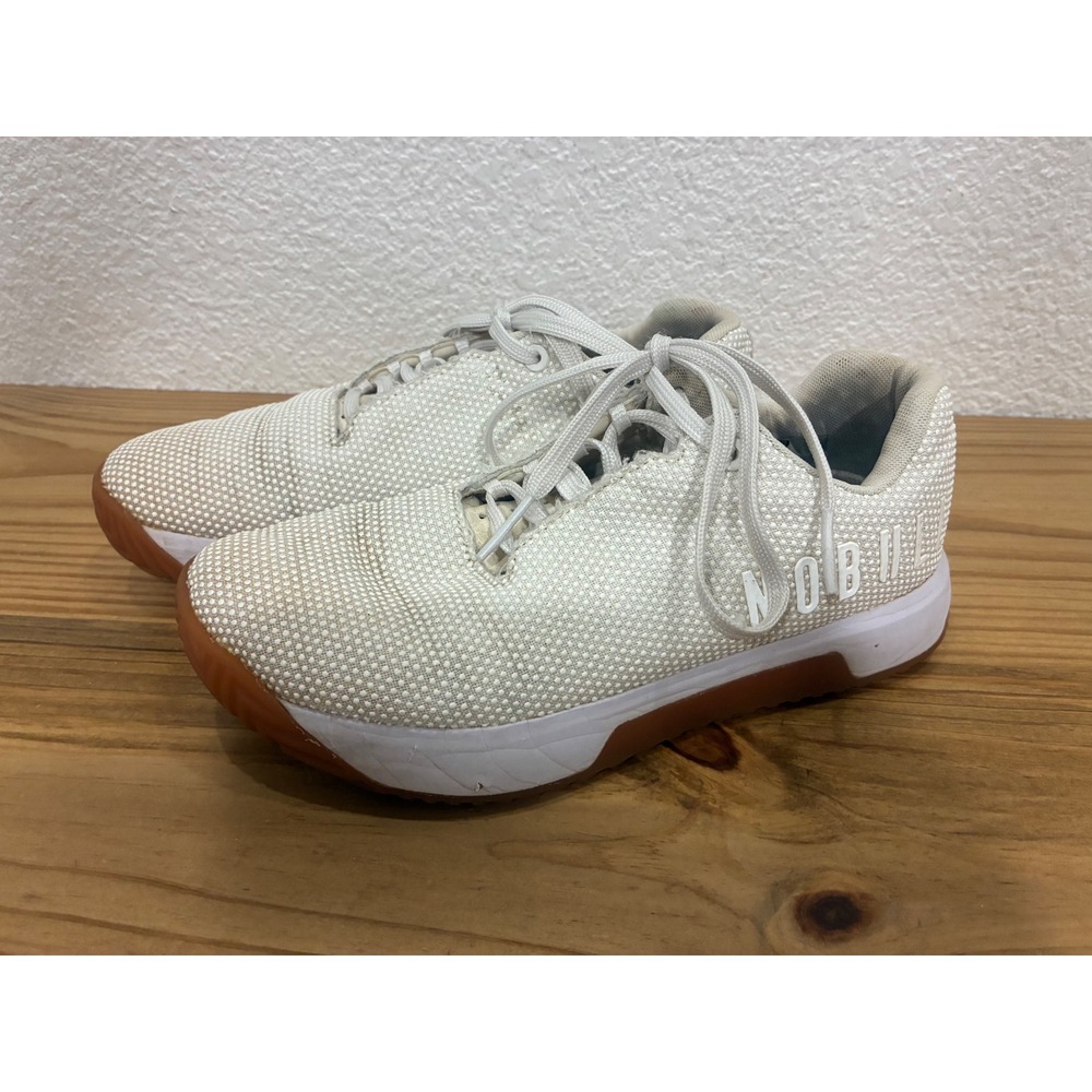 NOBULL White SuperFabric Trainer Womens Size 8 Cross Training Shoes Gum Sole